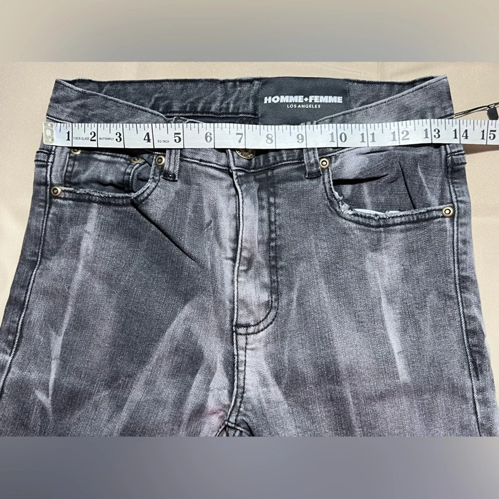 Homme+Femme‎ distressed faded black skinny jeans pants men’s waist 26 made L.A.